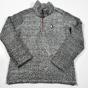 POOK Yeti 1/4 ZIP Sweater Adult XL Gray Bigfoot Sasquatch Sherpa Fleece Pullover